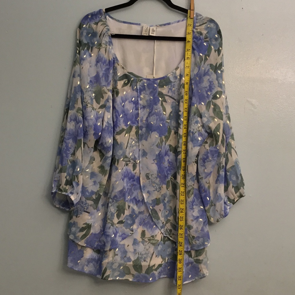 Joie Purple and Blue Floral Bell Sleeve Blouse